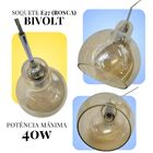 Pendente Aço Cromado Vidro Âmbar 1 X E27