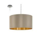 Pendente Aço Níquel Acetinado Tecido Castanho Dourado. 1 X E27