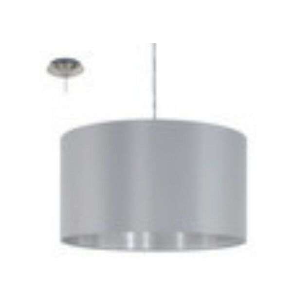 Pendente Aço Níquel Acetinado Tecido Cinza Prateado 1 X E27