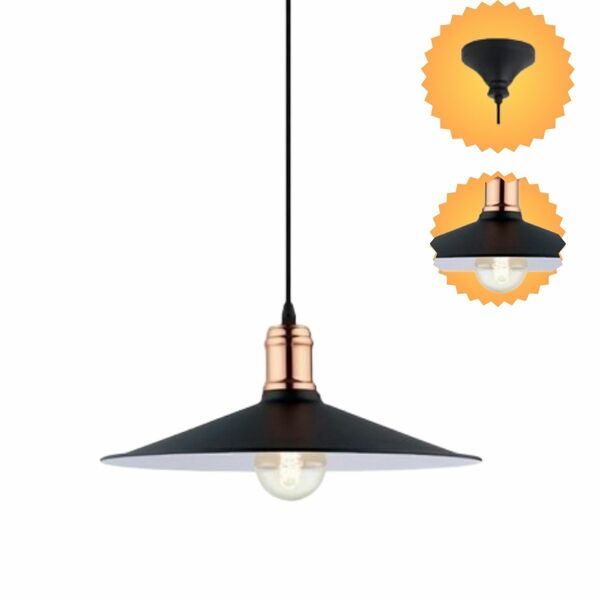 Pendente Aço Preto Cobre 1 X E27