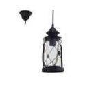 Pendente Aço Preto Vidro Transparente 1 X E27