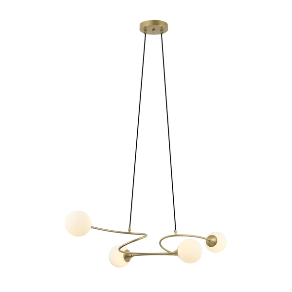 Pendente Alata Dourado Com Globos Brancos 4g9 95cm Bella