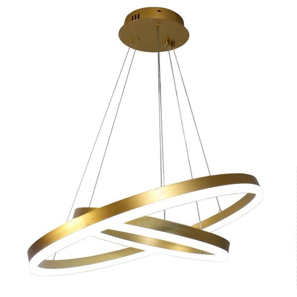 Pendente Aliança Duplo 60x40cm Dourado Led 4000k 70w Bivolt