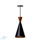 Pendente Alumínio Cone 11cm Preto Com Interior Cobre E27