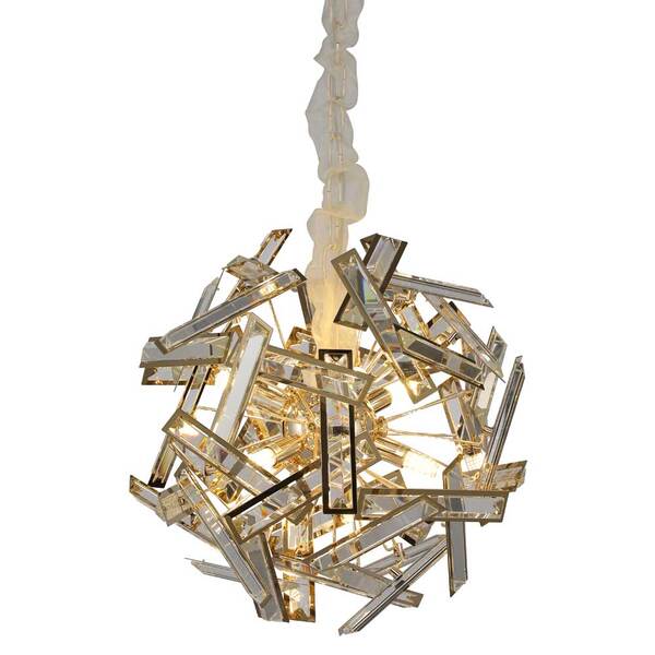 Pendente Alumínio Dourado E Cristal 6g9 45cm