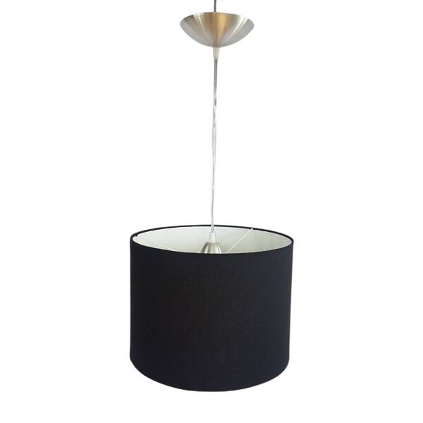 Pendente Alumínio Fosco Cúpula Preta 30x30x22 Lustre Luminari