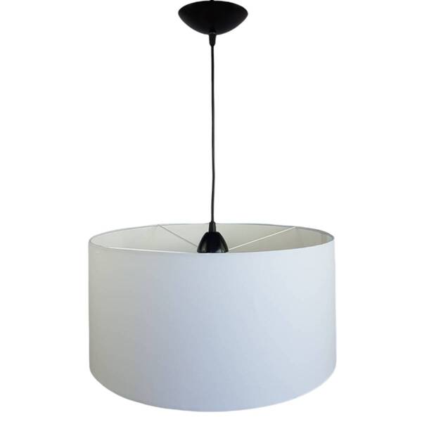 Pendente Alumínio Preto Cúpula Branca 45x45x22 Lustre Luminar