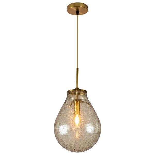 Pendente Amora Caju Cupula Vidro Gotas Starlux Zr076 + Led E1