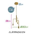 Pendente Analu Metal Bronze + 3 Lâmpadas E14 Led 2w 110v St17