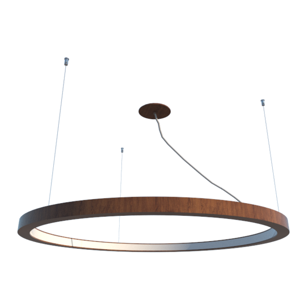 Pendente Anel 70cm Led 25w 2700k Em Madeira Imbuia