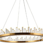Pendente Anel Dourado Com Cristais 60cm Led 60w 3 Em 1 Bivolt