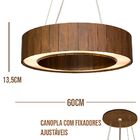 Pendente Anel Fechado De Madeira 60cm Imbuia Escuro