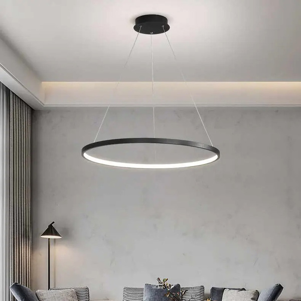 Pendente Anel Preto 80cm Led 61w 3200k Bivolt