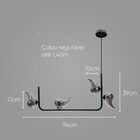 Pendente Angel Lt009-sky Preto Smoky P/ 4x G9 Starlux St2611