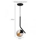 Pendente Angular Ball Preto Vidro Ambar
