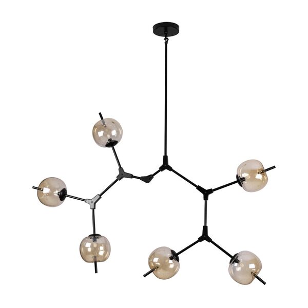 Pendente Apple Pt E Ambar Pl-31098-ba P/6x G9 Globo Vidro Sta