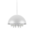 Pendente Aqua Meia Lua Com Cristais E27 30cm Bronzearte Branco