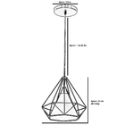 Pendente Aramado Piramidal 25cm Preto Com Cúpula Preta