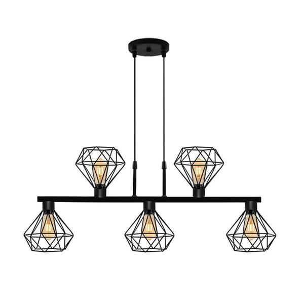 Pendente Aramado Up Preto Com 5 Lâmpadas E-27 Bivolt