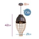 Pendente Aramado Vertical Cobre E Cinza Fosco Pd1109 St1502