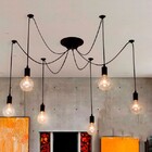 Pendente Aranha 6 Lâmpadas Retro Industrial Preto Loft Luminá