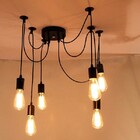 Pendente Aranha 6 Lâmpadas Retro Industrial Preto Loft Luminá