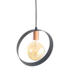 Pendente Argola 1 Lâmpada Emalustres Preto