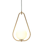 Pendente Aro Dourado Com Globo Branco 55cm 1e27