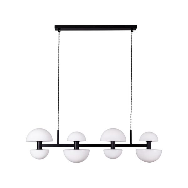 Pendente Artemis Preto Fosco E Br Vidro 93cm + 8x G9 Bf Starl