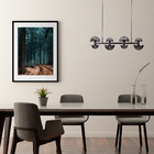 Pendente Artemis Preto Fosco E Smoky Vidro 93cm P/8 G9 Starlu