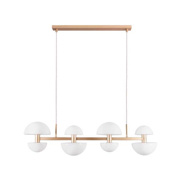 Pendente Artemis Vidro Ouro Fosco Br 93cm + 8x G9 Bq Starlux