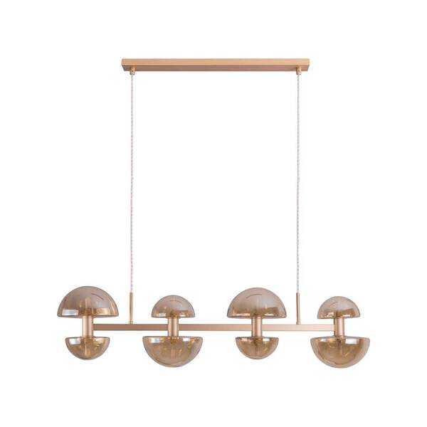 Pendente Artemis Vidro Ouro Fosco E Ambar 93cm P/8 G9 Starlux