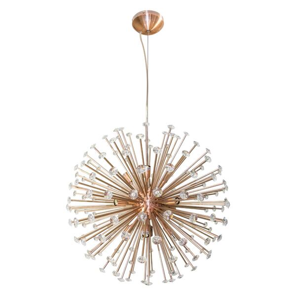 Pendente Astro Cristal Cobre Bella + 12 Led G9 5w 110V Branco