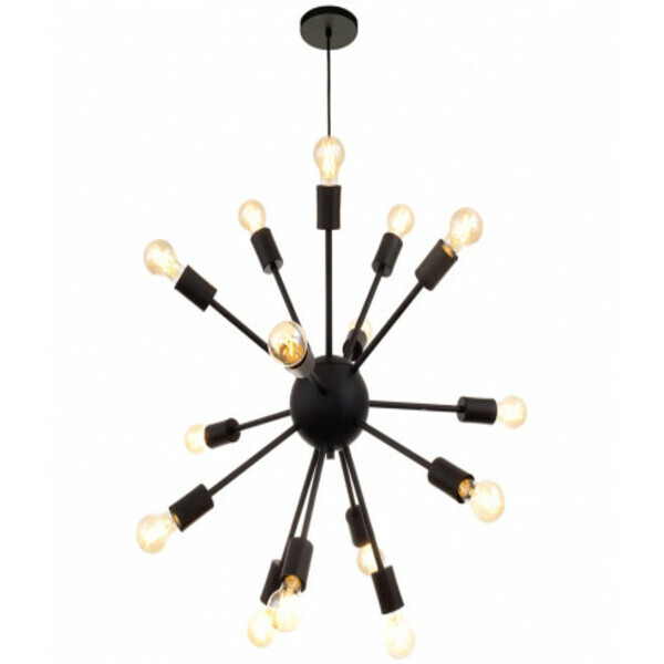 Pendente Átomo Cor Preto Para 18 Lâmpadas E27 D60cm Preto