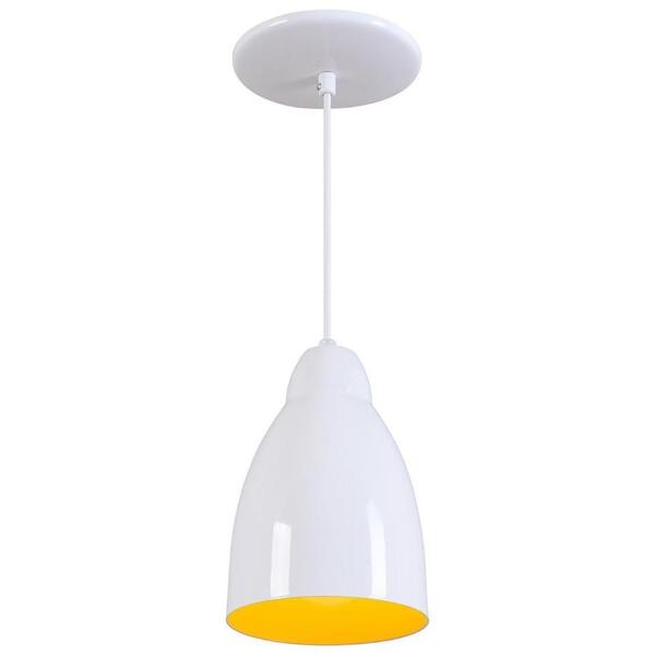 Pendente Bala Luminária Lustre Alumínio Branco Brilhante C/ A