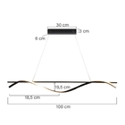 Pendente Ballet 100cm Preto 20w 3000k Gmh