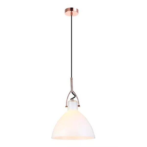 Pendente Bar Bella Ø25cm Branco Com Acabamento Cobre Para 1 L