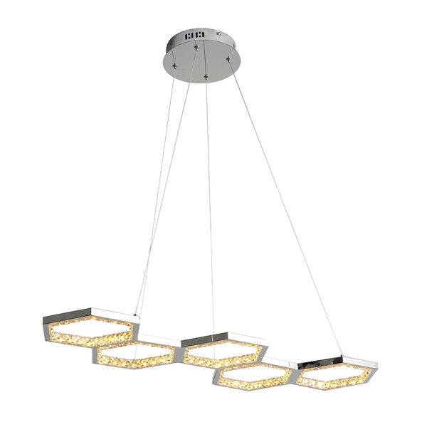 Pendente Bella Colmeia Cromado E Champanhe 90x30cm 54w 3000k