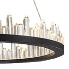 Pendente Bella Roca Bc003b Led 36w 3000k Preto Com Cristal