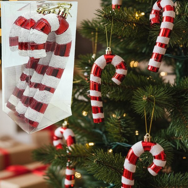 Pendente Bengala Natalina Enfeite Árvore Natal 14cm Kit 3pçs