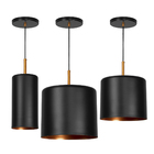 Pendente Bilboquê Grande, 1 Médio E 1 Cilindrico Preto Cobre