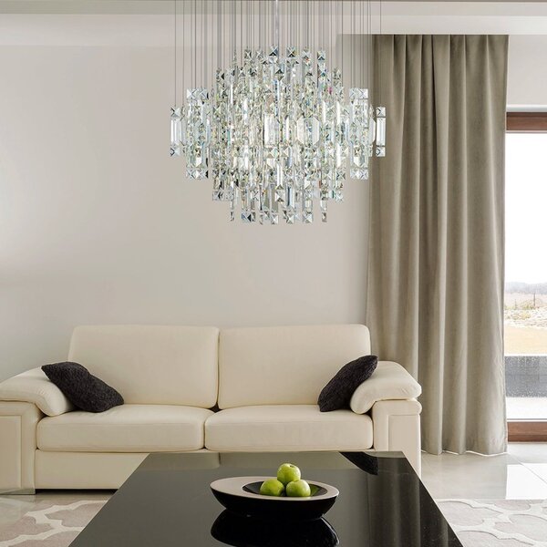 Pendente Bivolt Cristal Áustria Qd G9 Bronzearte Transparente