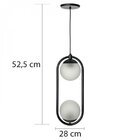 Pendente Bivolt Oval 28x52,5cm 2 Lâmpadas Infinity Lux Preto