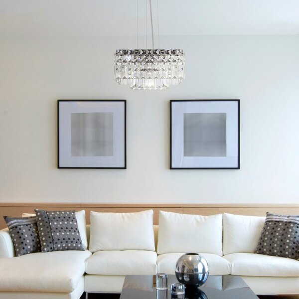 Pendente Bivolt Quadrado G9 25x25x13,5cm Paris Cristal Bronze