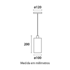 Pendente Blumenau Vidro Branco Ø100mm 1xe27