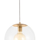 Pendente Bola De Vidro Cristal 45cm E Metal Dourado 2887