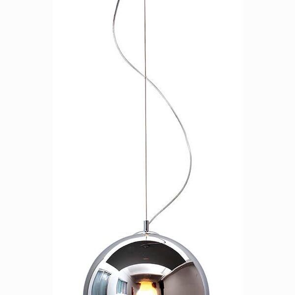 Pendente Bola Esfera Ø25cm Vidro Fumê E Aço Cromado Mais Luz