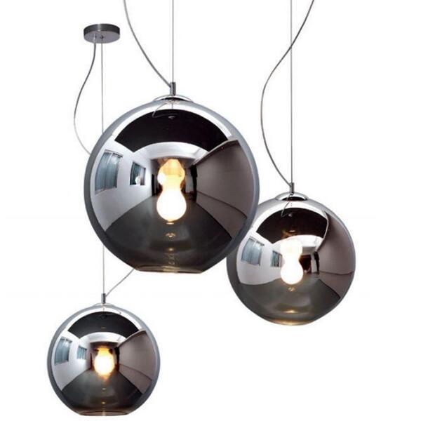 Pendente Bola Esfera Ø40cm Vidro Fumê E Aço Mais Luz Bivolt