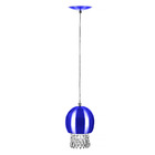 Pendente Bola Pequena 15cm Azul Metalico C/ Cristal Acrilico