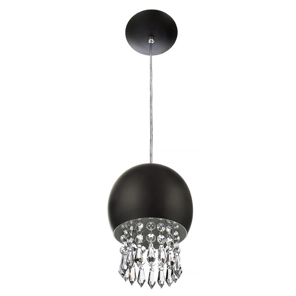 Pendente Bola Pequena 15cm Preto Com Cristais Acrilico